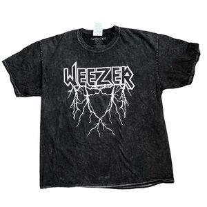 Weezer Lightning Lettering Acid Wash T-Shirt XL